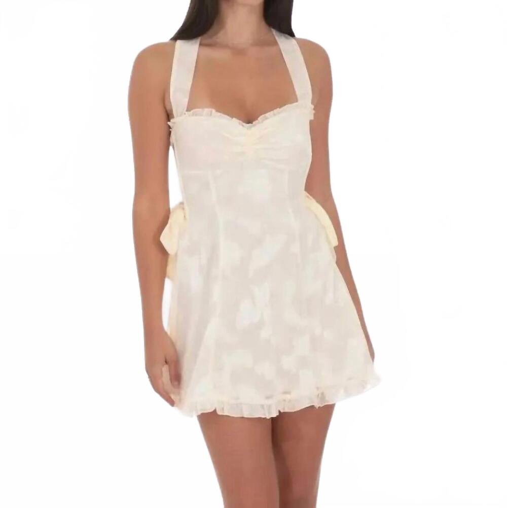 NEW LUCY IN THE SKY floral strappy back mini dress in cream